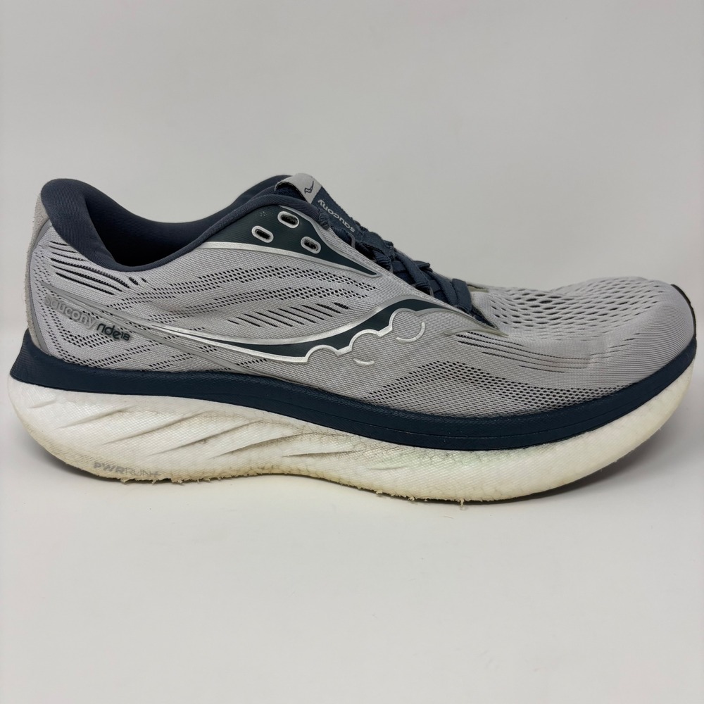 Saucony Ride 18 Mens Size 9 Wide Navy Grey Athletic Running Shoes (S21001-108)
